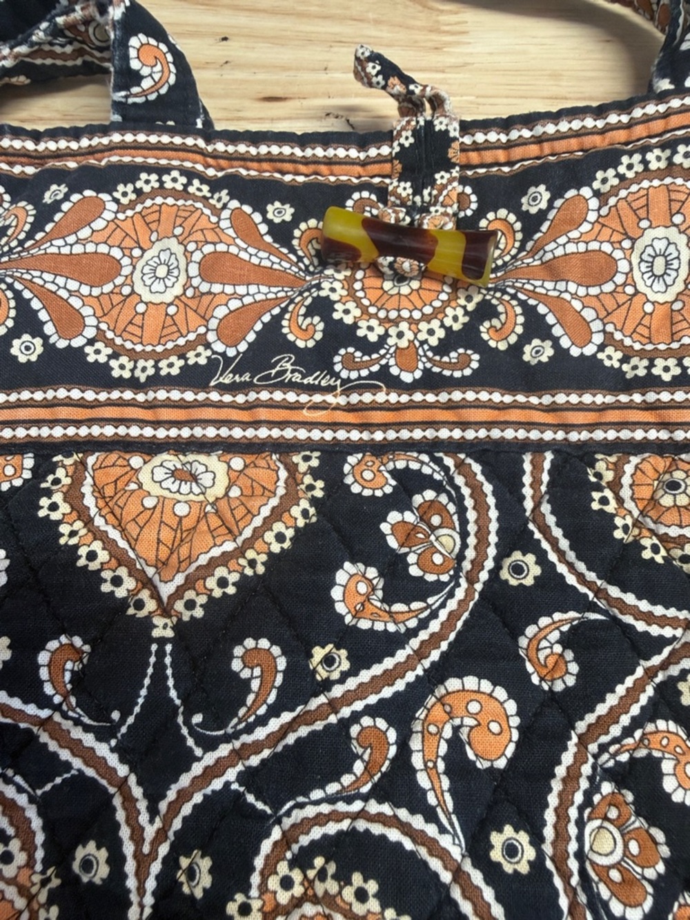 Vera Bradley Black and Orange Paisley Quilted Tote